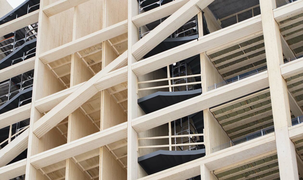Constructie van houten gebouw