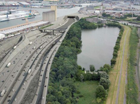 Luchtfoto van Oosterweellverbinding ringweg Antwerpen