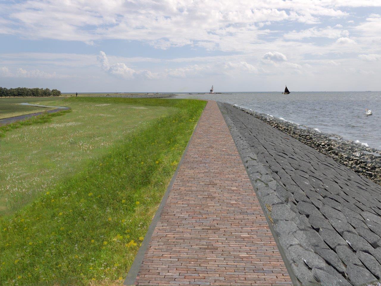 Visualisatie De Marken dijk en water