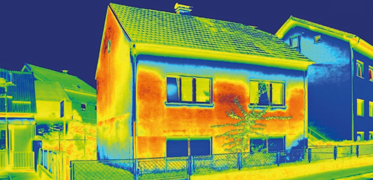 Thermografisch beeld warmteverlies woonhuis
